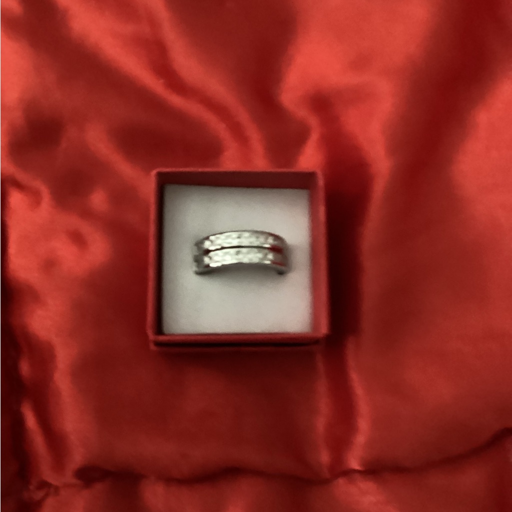 Jtv Silver Band Simulated Diamond Ring With Pav Stones - Silver